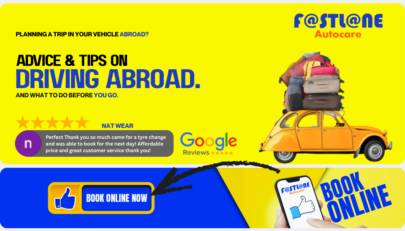 Vehicle Travel Check Before Driving Abroad - Servicing & Tyre Check North West & North Wales driving abroad car checklist : Car Servicing Before Traveling Abroad North West & North Wales : pre-trip vehicle check : road trip car service before travelling : car tyres check before holiday : long journey car maintenance tips : driving abroad vehicle preparation UK : vehicle servicing before European trip : check oil and fluids before long drive : breakdown cover and vehicle prep for Europe : Car Tyre Check Before Driving Abroad North West & North Wales